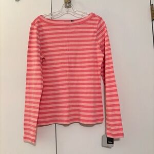 NWT Mossimo Long Sleeve Pink Striped Cotton Shirt Size Large